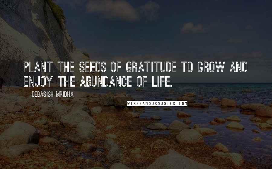 Debasish Mridha Quotes: Plant the seeds of gratitude to grow and enjoy the abundance of life.