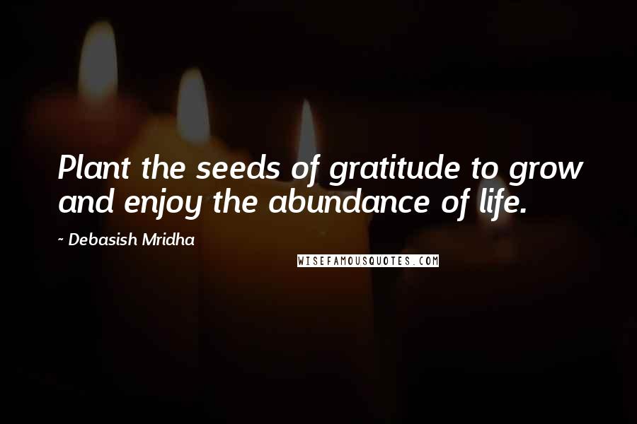 Debasish Mridha Quotes: Plant the seeds of gratitude to grow and enjoy the abundance of life.