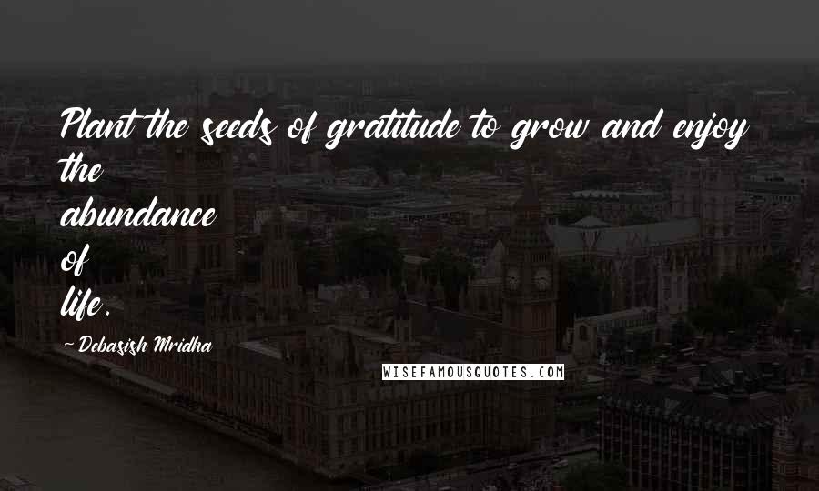 Debasish Mridha Quotes: Plant the seeds of gratitude to grow and enjoy the abundance of life.