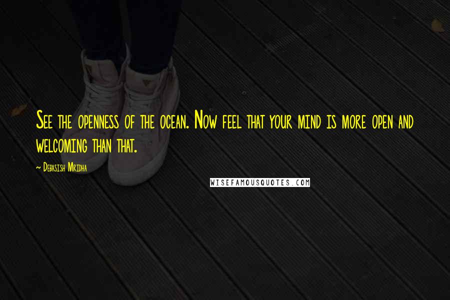 Debasish Mridha Quotes: See the openness of the ocean. Now feel that your mind is more open and welcoming than that.