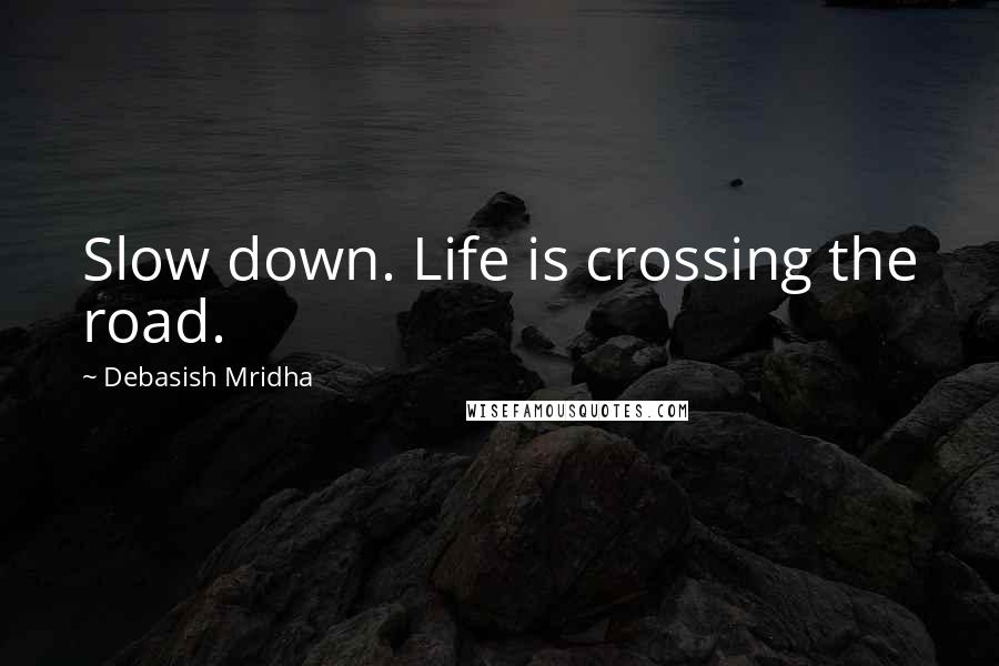 Debasish Mridha Quotes: Slow down. Life is crossing the road.