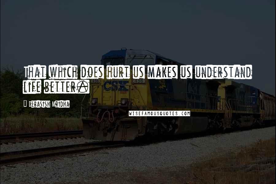 Debasish Mridha Quotes: That which does hurt us makes us understand life better.