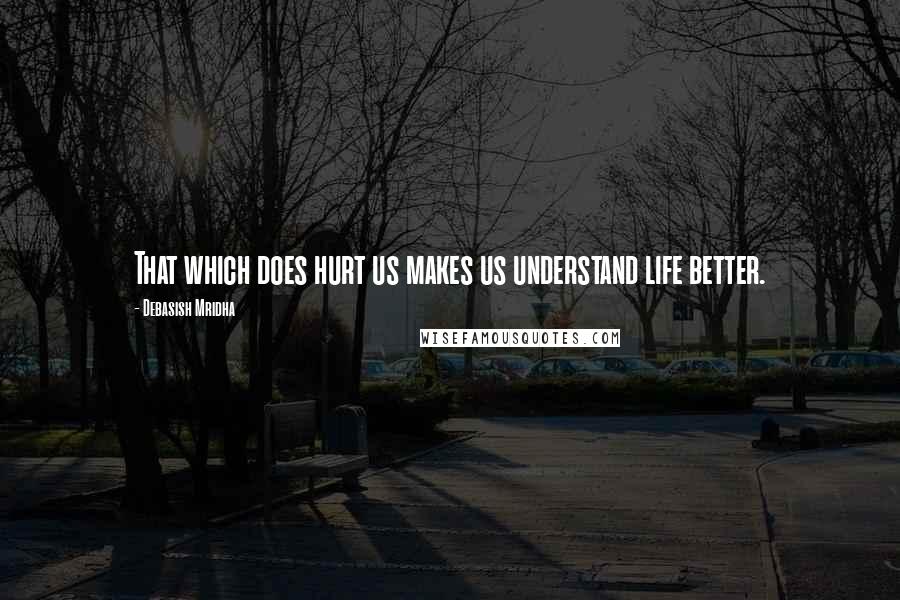 Debasish Mridha Quotes: That which does hurt us makes us understand life better.