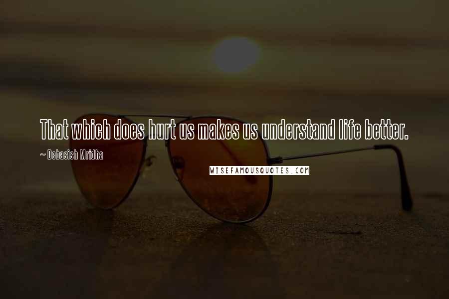 Debasish Mridha Quotes: That which does hurt us makes us understand life better.