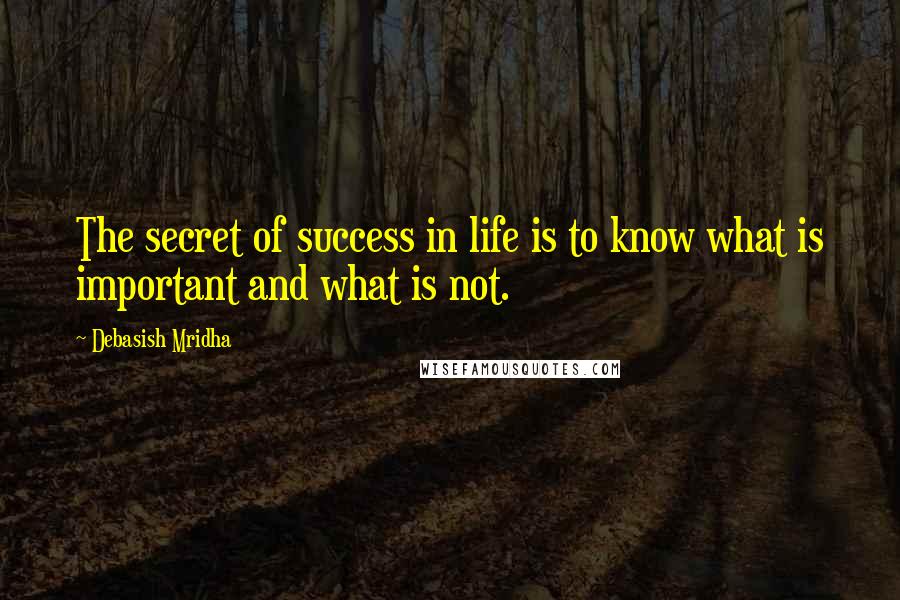 Debasish Mridha Quotes: The secret of success in life is to know what is important and what is not.