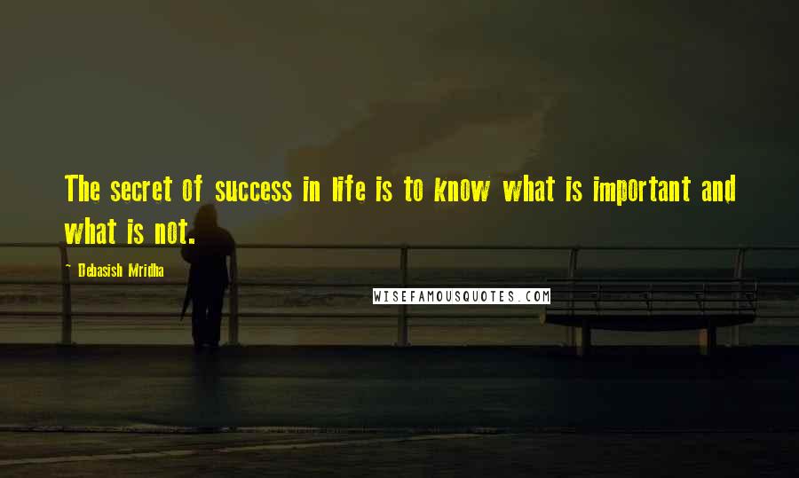 Debasish Mridha Quotes: The secret of success in life is to know what is important and what is not.