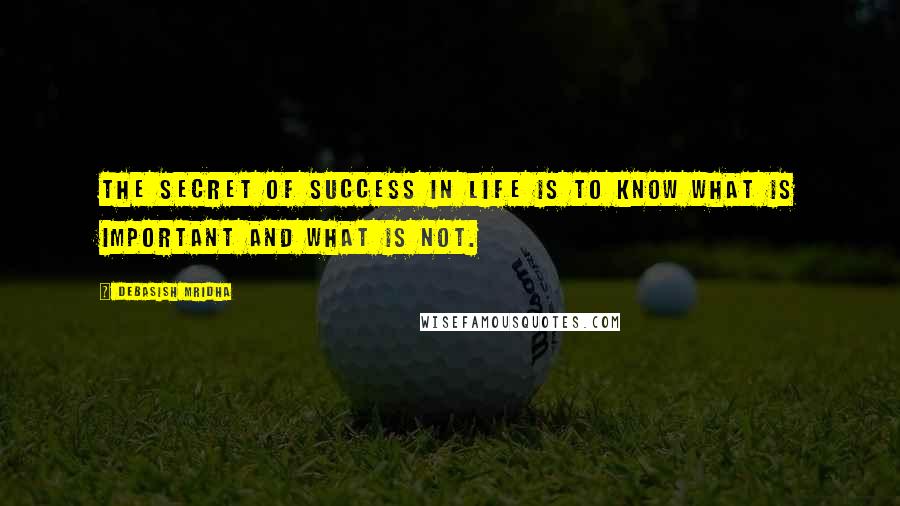 Debasish Mridha Quotes: The secret of success in life is to know what is important and what is not.