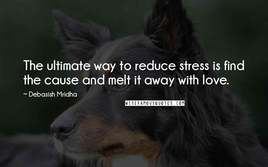 Debasish Mridha Quotes: The ultimate way to reduce stress is find the cause and melt it away with love.