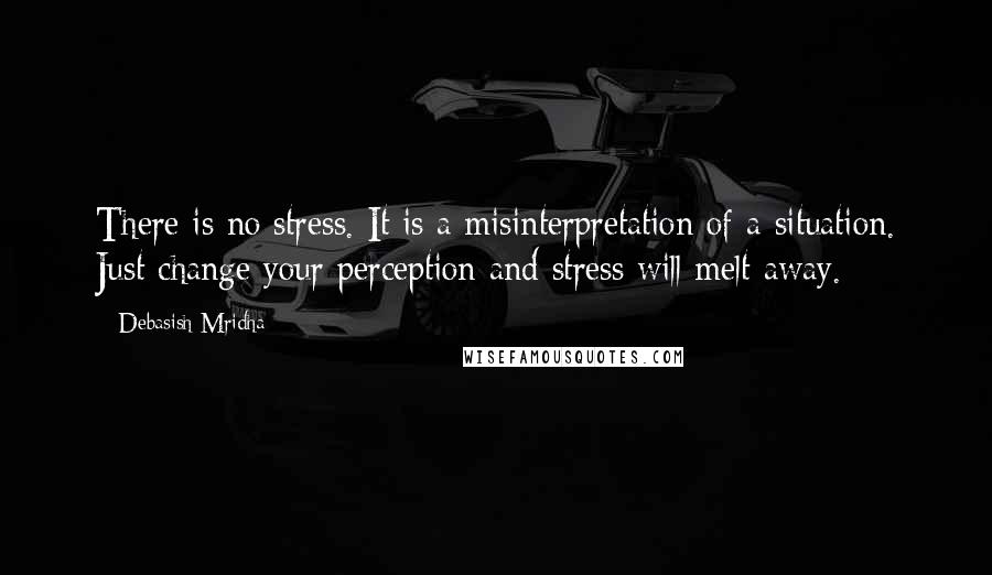 Debasish Mridha Quotes: There is no stress. It is a misinterpretation of a situation. Just change your perception and stress will melt away.