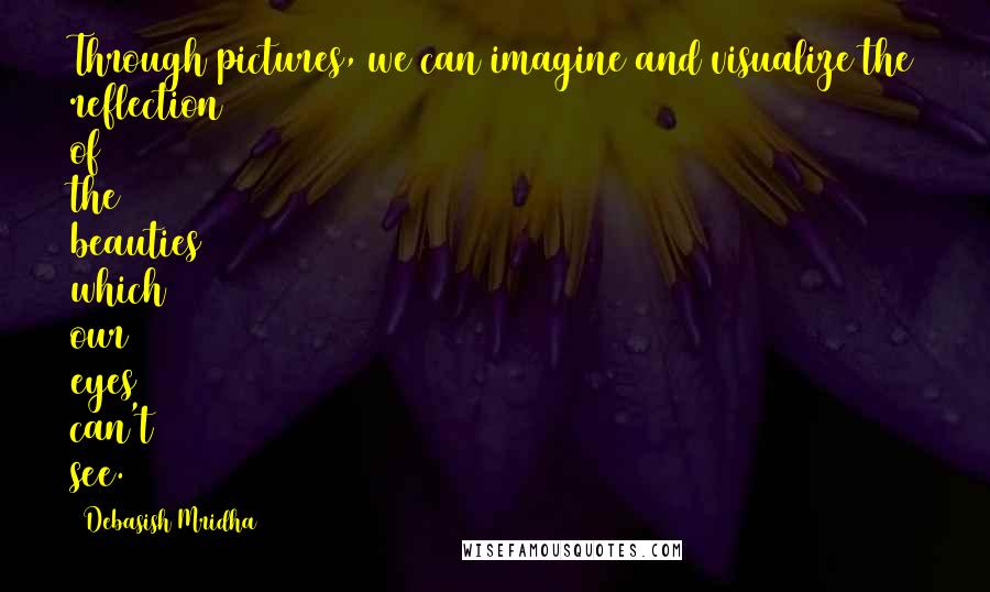 Debasish Mridha Quotes: Through pictures, we can imagine and visualize the reflection of the beauties which our eyes can't see.