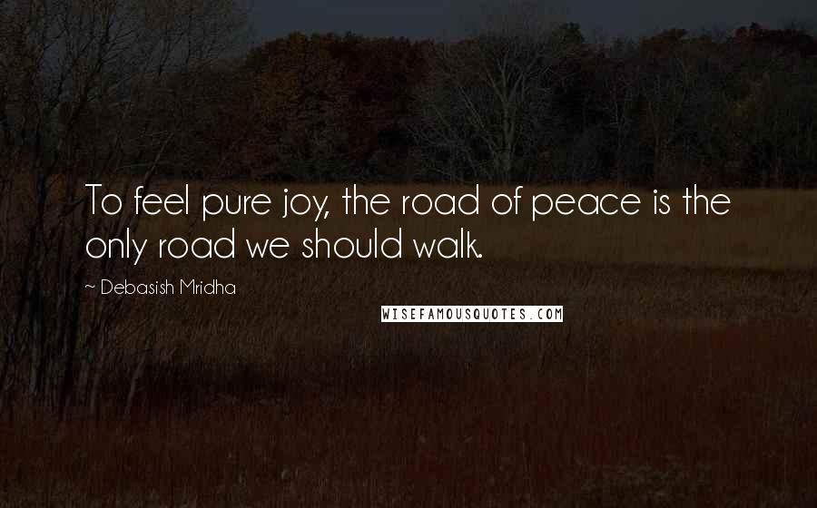 Debasish Mridha Quotes: To feel pure joy, the road of peace is the only road we should walk.