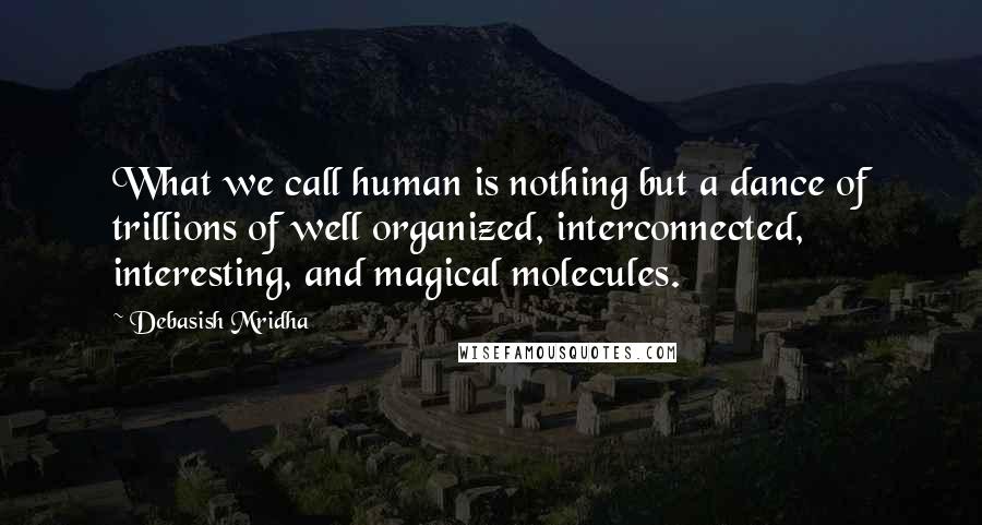 Debasish Mridha Quotes: What we call human is nothing but a dance of trillions of well organized, interconnected, interesting, and magical molecules.
