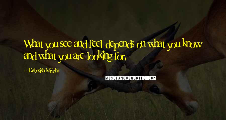 Debasish Mridha Quotes: What you see and feel depends on what you know and what you are looking for.