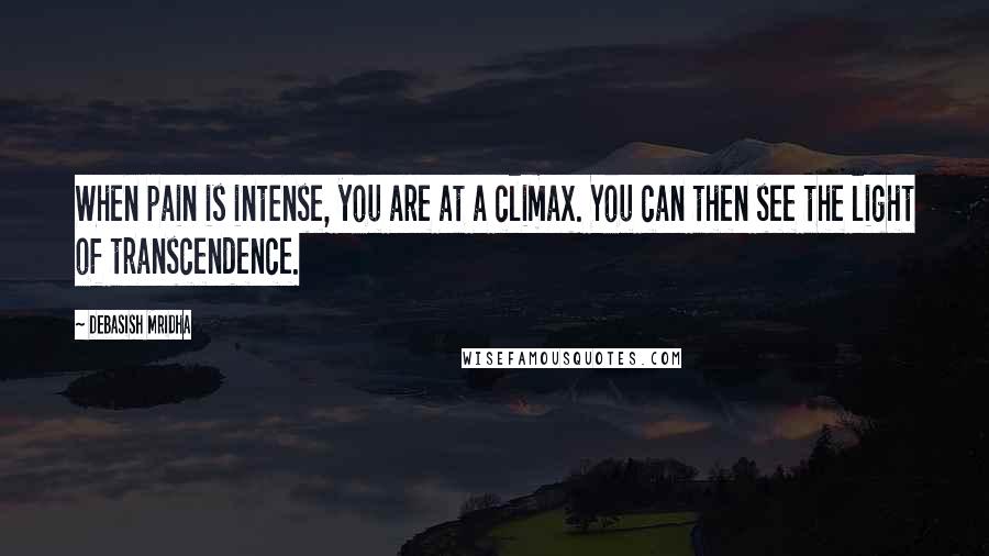 Debasish Mridha Quotes: When pain is intense, you are at a climax. You can then see the light of transcendence.