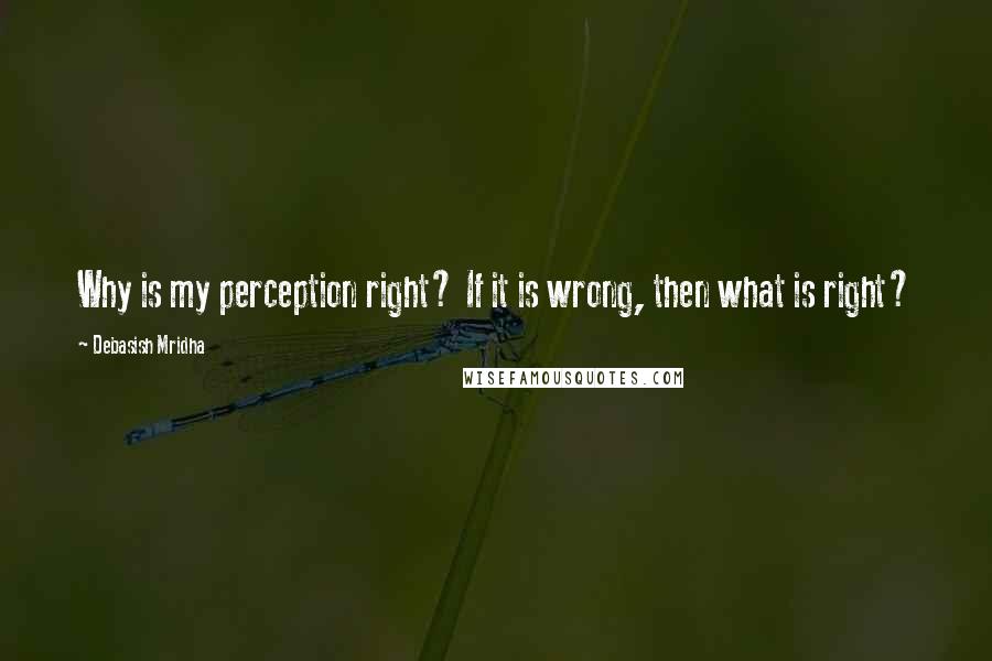 Debasish Mridha Quotes: Why is my perception right? If it is wrong, then what is right?
