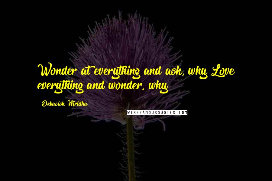 Debasish Mridha Quotes: Wonder at everything and ask, why?Love everything and wonder, why?