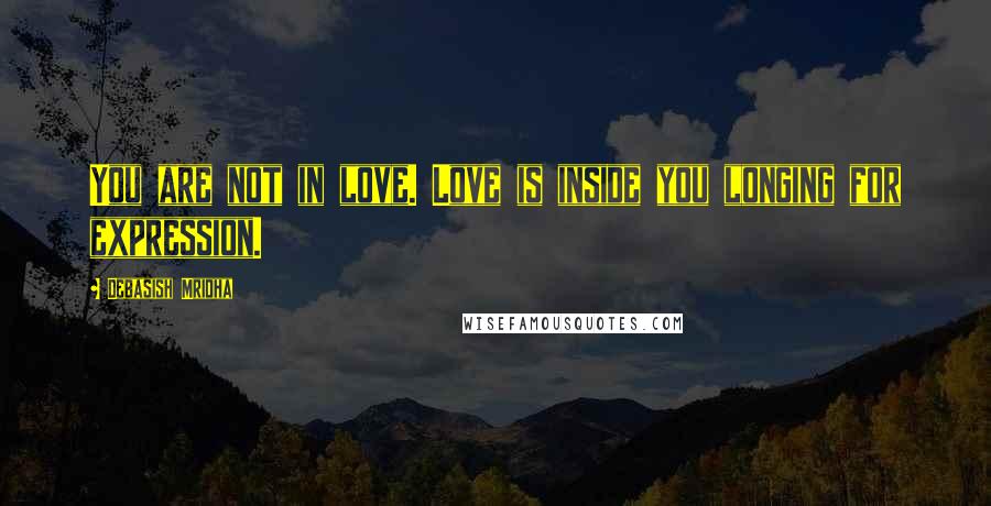 Debasish Mridha Quotes: You are not in love. Love is inside you longing for expression.