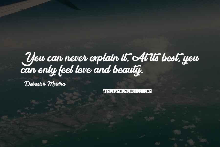 Debasish Mridha Quotes: You can never explain it. At its best, you can only feel love and beauty.