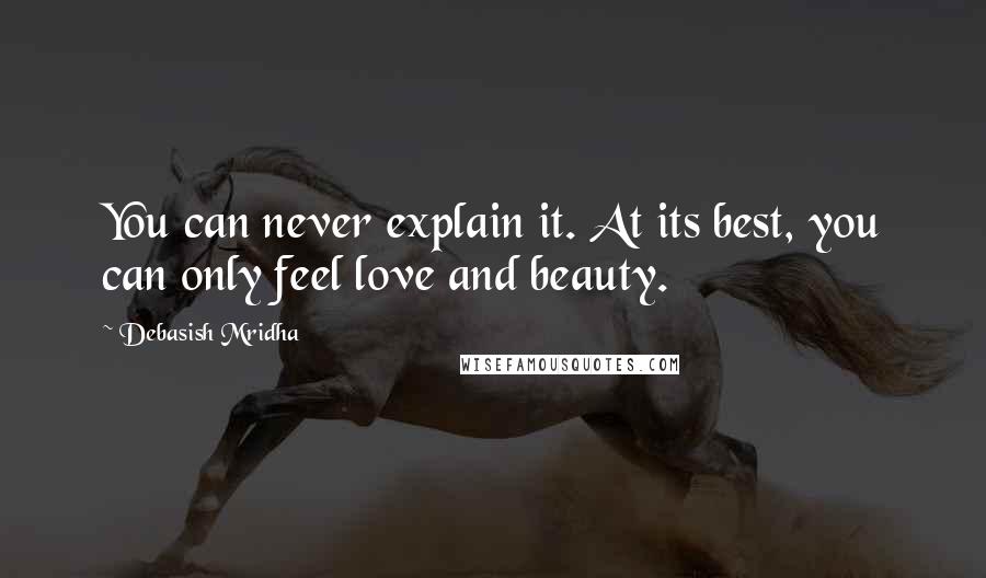 Debasish Mridha Quotes: You can never explain it. At its best, you can only feel love and beauty.