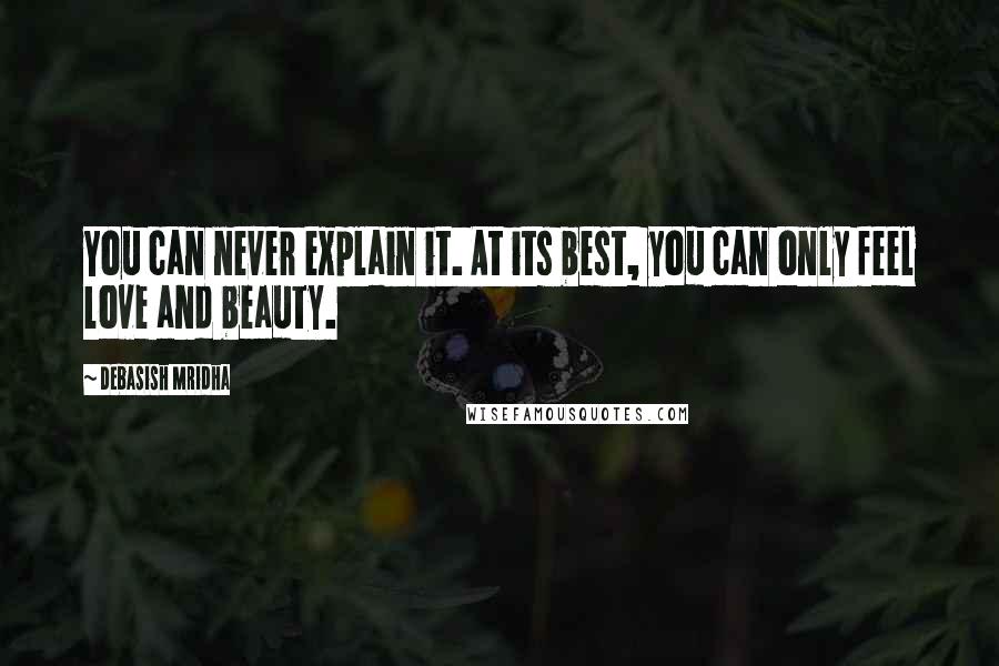 Debasish Mridha Quotes: You can never explain it. At its best, you can only feel love and beauty.