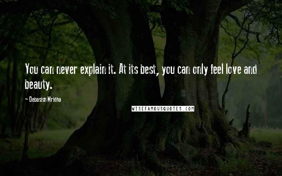 Debasish Mridha Quotes: You can never explain it. At its best, you can only feel love and beauty.