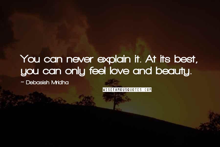 Debasish Mridha Quotes: You can never explain it. At its best, you can only feel love and beauty.