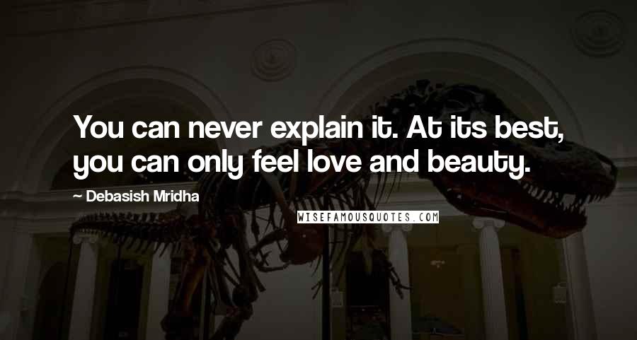 Debasish Mridha Quotes: You can never explain it. At its best, you can only feel love and beauty.