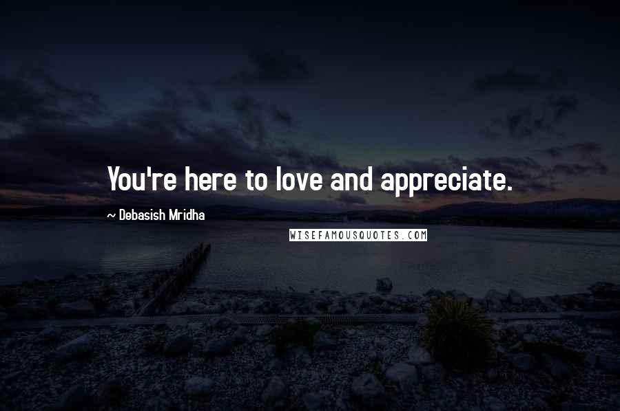 Debasish Mridha Quotes: You're here to love and appreciate.