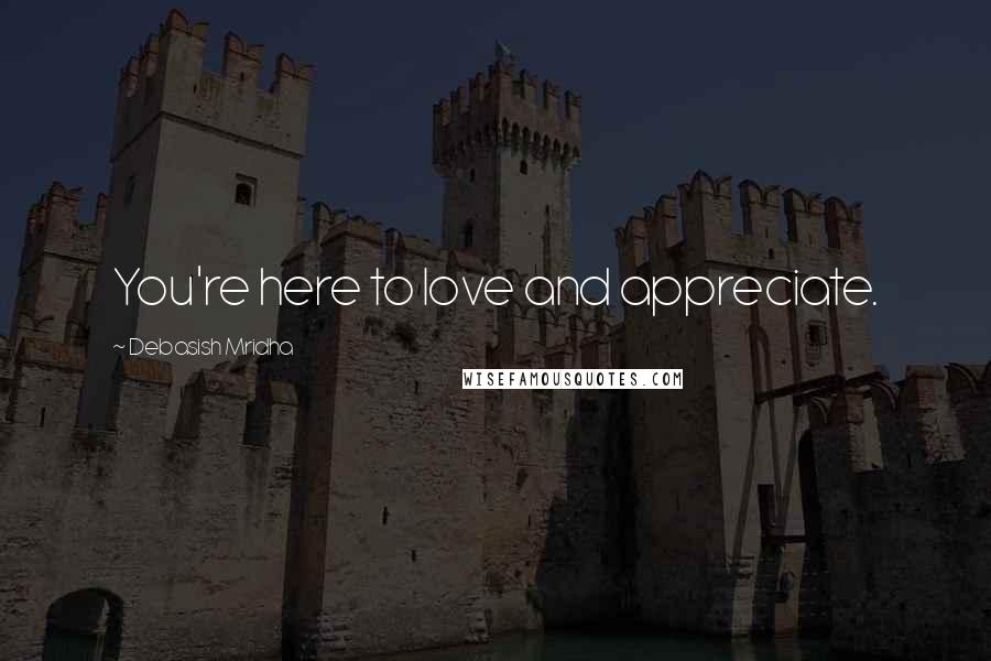 Debasish Mridha Quotes: You're here to love and appreciate.