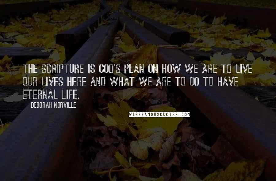 Deborah Norville Quotes: The scripture is God's plan on how we are to live our lives here and what we are to do to have eternal life.