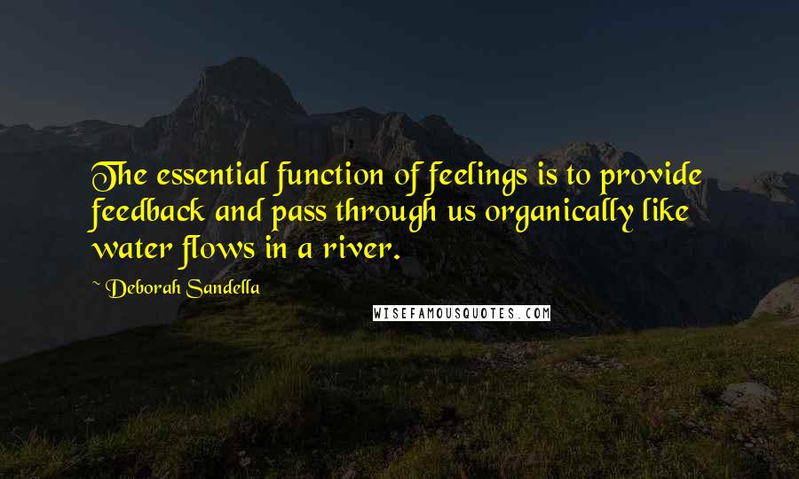 Deborah Sandella Quotes: The essential function of feelings is to provide feedback and pass through us organically like water flows in a river.