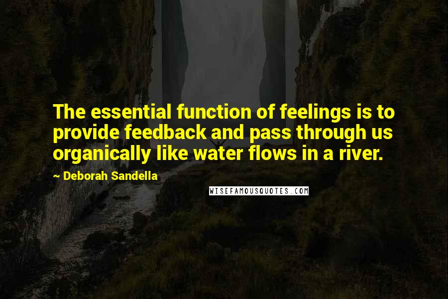 Deborah Sandella Quotes: The essential function of feelings is to provide feedback and pass through us organically like water flows in a river.