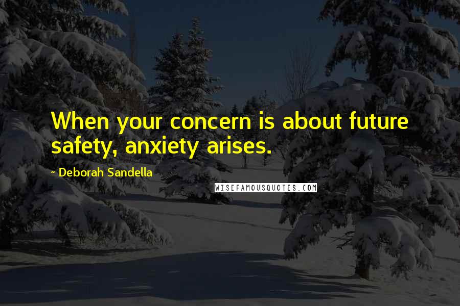Deborah Sandella Quotes: When your concern is about future safety, anxiety arises.