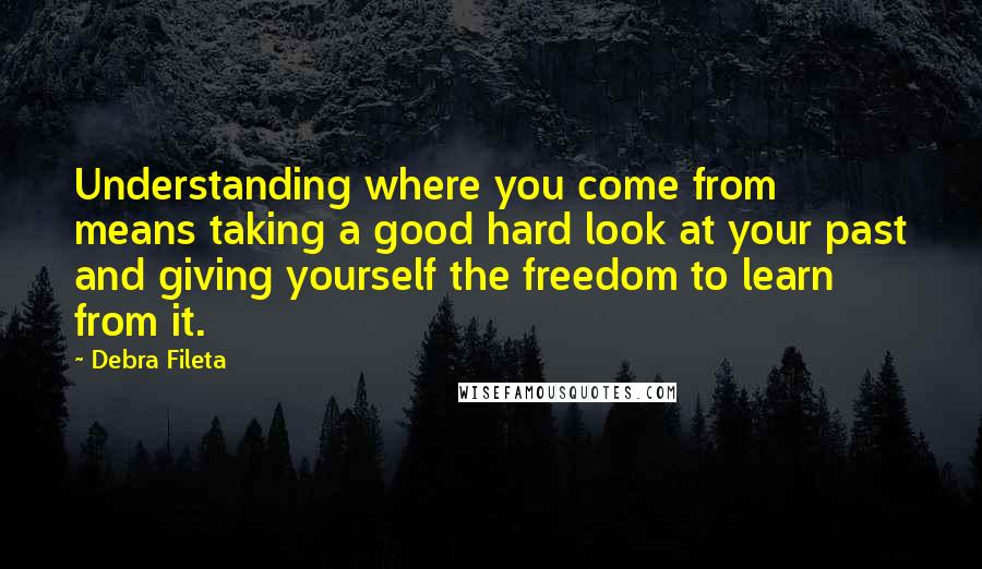 Debra Fileta Quotes: Understanding where you come from means taking a good hard look at your past and giving yourself the freedom to learn from it.