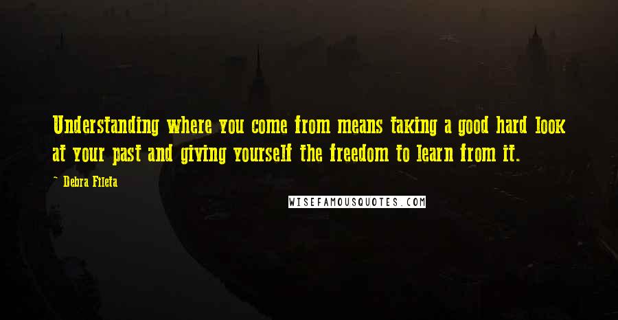 Debra Fileta Quotes: Understanding where you come from means taking a good hard look at your past and giving yourself the freedom to learn from it.