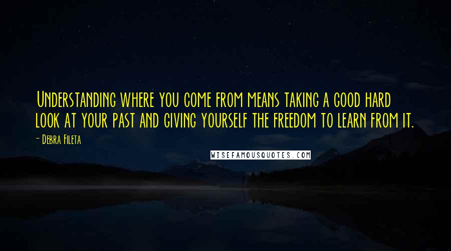 Debra Fileta Quotes: Understanding where you come from means taking a good hard look at your past and giving yourself the freedom to learn from it.