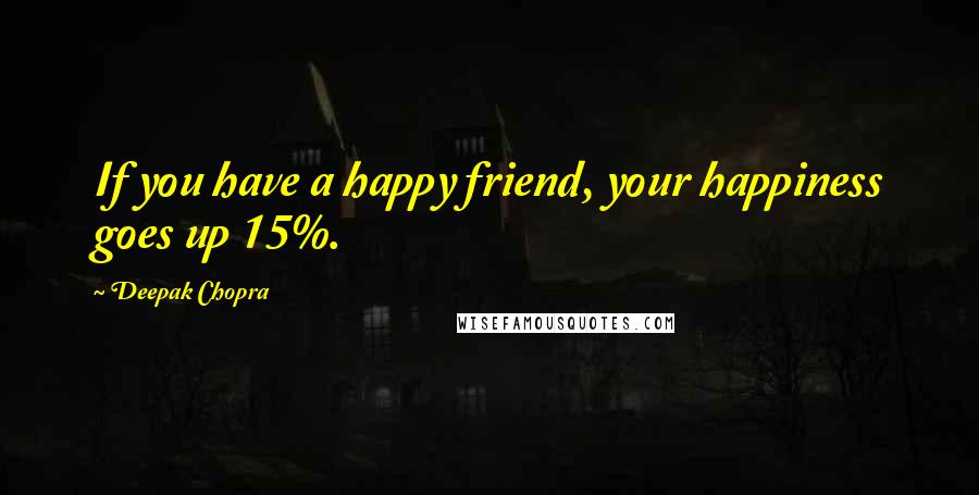 Deepak Chopra Quotes: If you have a happy friend, your happiness goes up 15%.