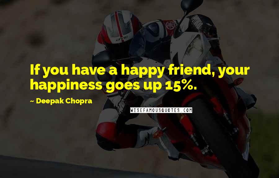 Deepak Chopra Quotes: If you have a happy friend, your happiness goes up 15%.