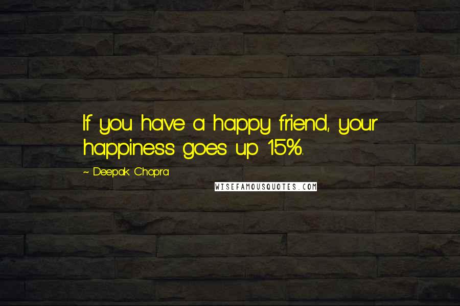 Deepak Chopra Quotes: If you have a happy friend, your happiness goes up 15%.