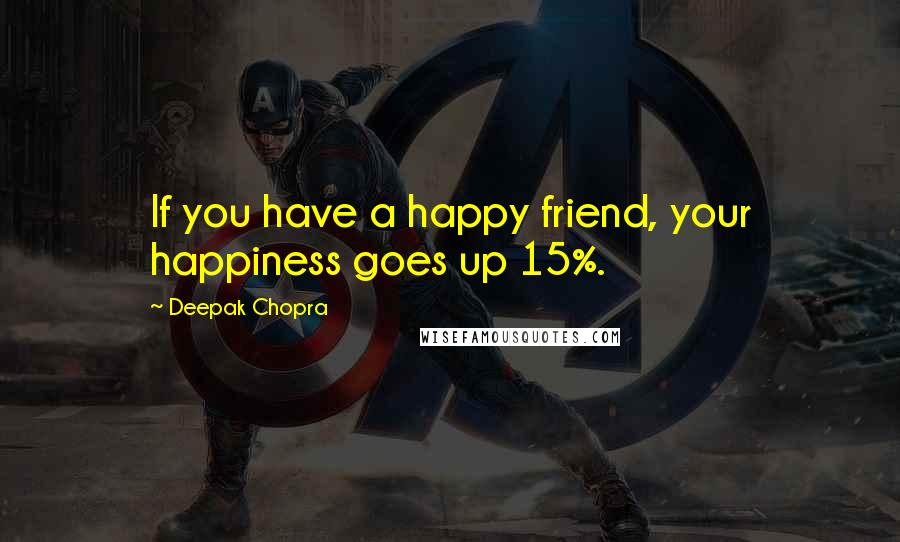 Deepak Chopra Quotes: If you have a happy friend, your happiness goes up 15%.