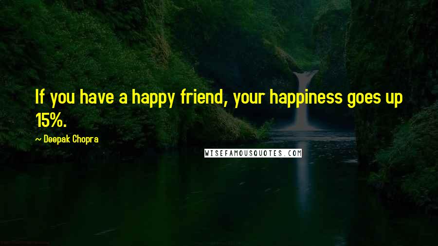 Deepak Chopra Quotes: If you have a happy friend, your happiness goes up 15%.