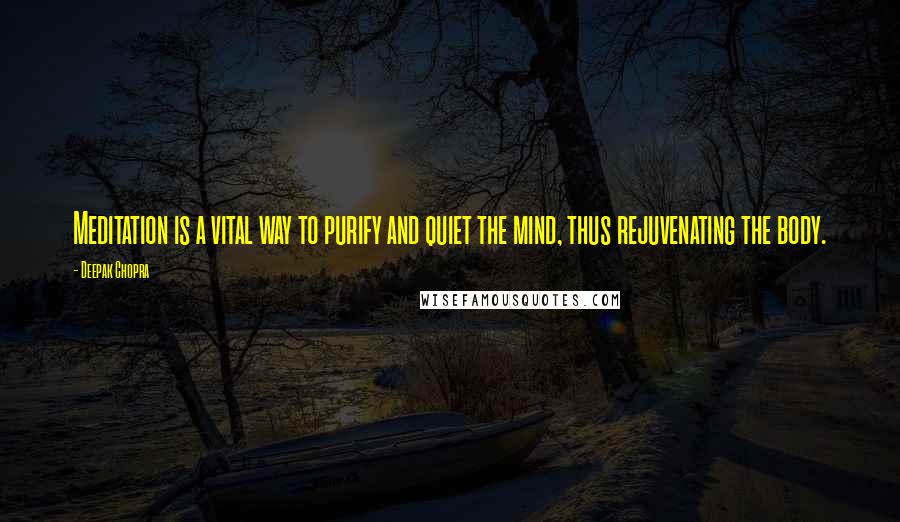 Deepak Chopra Quotes: Meditation is a vital way to purify and quiet the mind, thus rejuvenating the body.