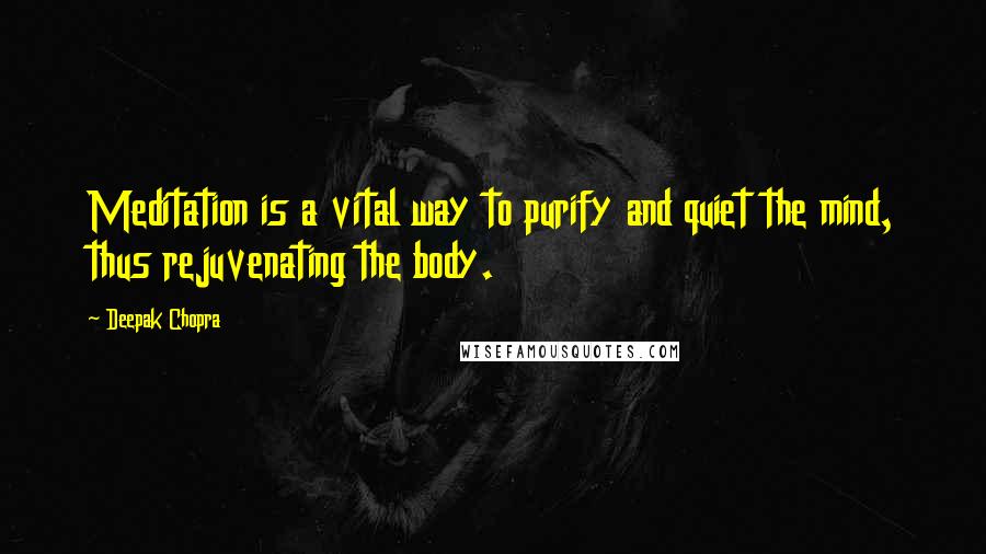 Deepak Chopra Quotes: Meditation is a vital way to purify and quiet the mind, thus rejuvenating the body.
