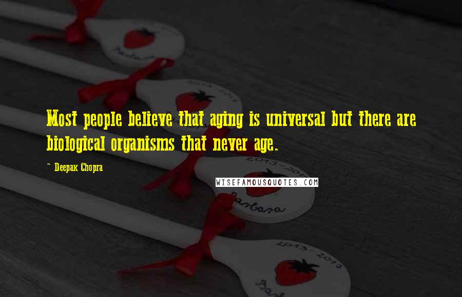 Deepak Chopra Quotes: Most people believe that aging is universal but there are biological organisms that never age.