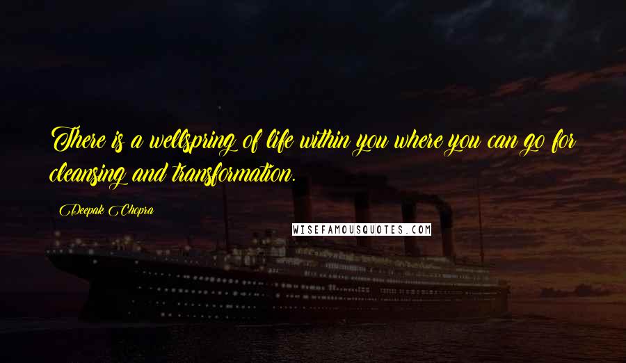 Deepak Chopra Quotes: There is a wellspring of life within you where you can go for cleansing and transformation.