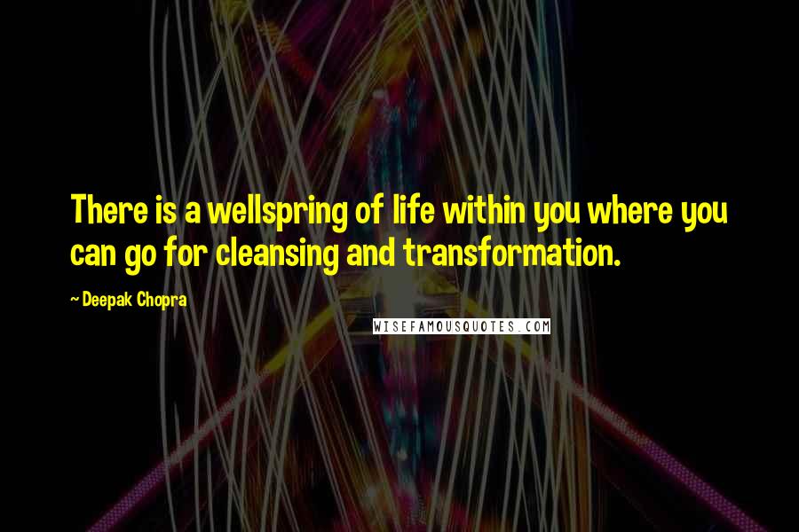 Deepak Chopra Quotes: There is a wellspring of life within you where you can go for cleansing and transformation.