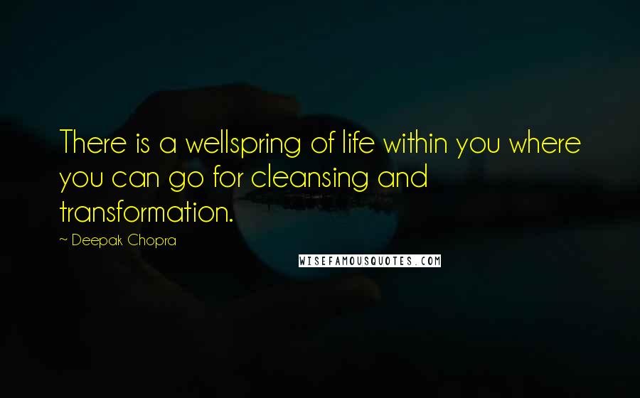 Deepak Chopra Quotes: There is a wellspring of life within you where you can go for cleansing and transformation.