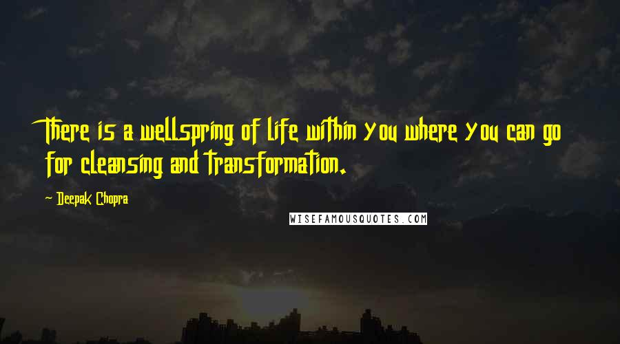 Deepak Chopra Quotes: There is a wellspring of life within you where you can go for cleansing and transformation.