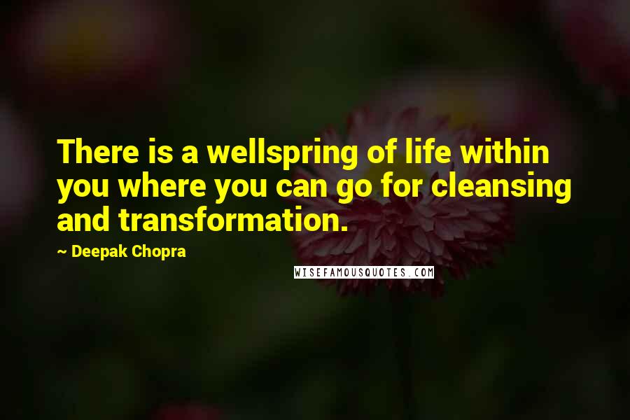 Deepak Chopra Quotes: There is a wellspring of life within you where you can go for cleansing and transformation.