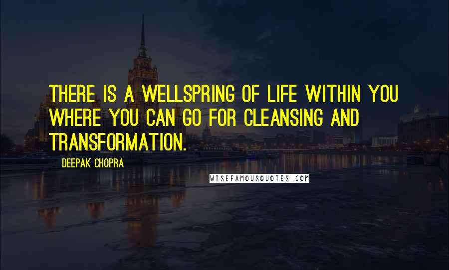 Deepak Chopra Quotes: There is a wellspring of life within you where you can go for cleansing and transformation.